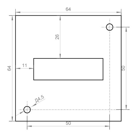 Mounting dimensions of the Doncont-1 operating time counter