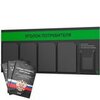 Черный уголок потребителя + комплект черных книг, стенд черный с зеленым, 5 карманов, серия Black Color, Айдентика Технолоджи