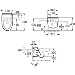 УНИТАЗ ПОДВЕСНОЙ ROCA KHROMA c сиденьем