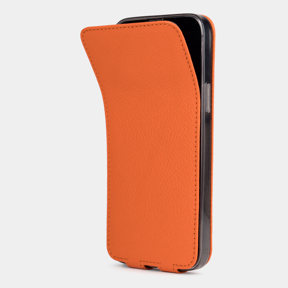 Чехол для iPhone 13 из натуральной кожи теленка, оранжевого цвета