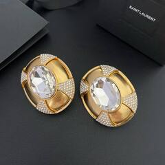 27062- КРУПНЫЕ СЕРЬГИ клипсы овальные из латуни YSL