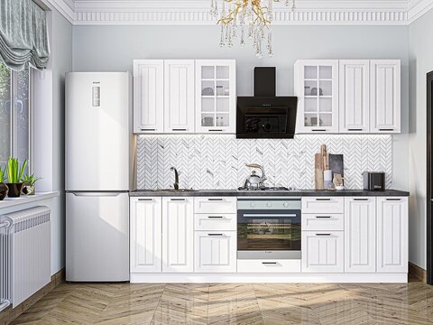 Прямая модульная кухня Прага-01 Белое дерево - Белый 2140*2600*600