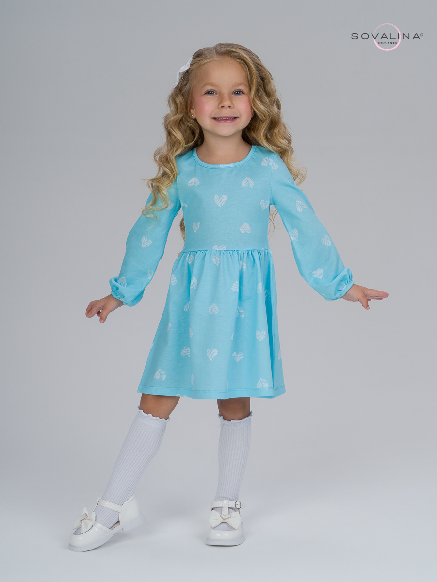 Платье Моана вязаное сердце голубой