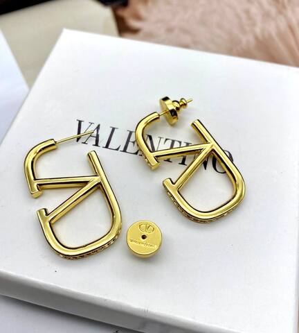 20129- Серьги Valentino  с цирконами цвет желтое золото / серебро