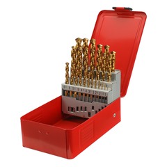 Набор сверл по металлу 1-13мм 25шт DIN338 HSSE-Co5 TiN 130° (мет. кейс) H-Tools Pro 215215TPRO