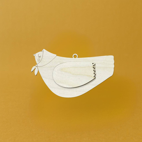 Птичка с накладными крыльями №4, 14см фанера