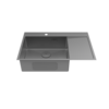 Lemark 9936151 KEZADRA 780L Мойка кухонная с крылом из нерж.стали (чаша слева) цвет:графит в комплекте крепеж, арматура сливная с прямоуг.переливом, сифон