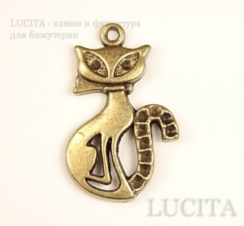 Подвеска "Кошка" (цвет - античная бронза) 26х16 мм ()