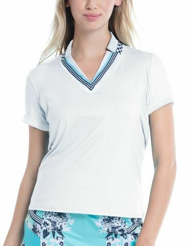Женская теннисная футболка Lucky in Love Cool Urbana Geo Mod Notch Short Sleeve - white