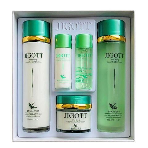 Jigott Well-Being Green Tea Skin Care 3Set Набор уходовый с зеленым чаем