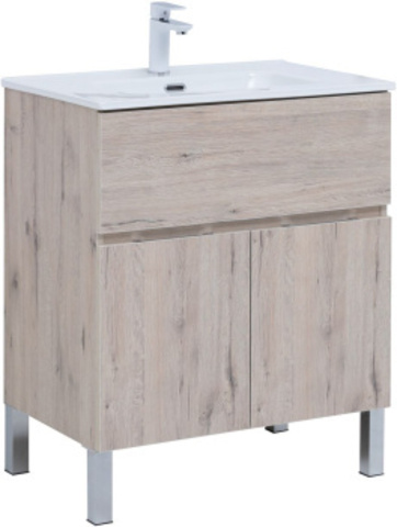 Aquanet 303902 Компл.2 - Тумба Алвита new 70 напольная 1 ящ., 2 дв. цв.дуб веллингтон белый (303902)
