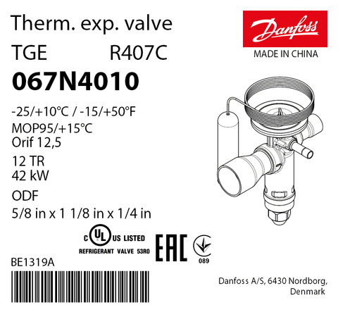 Терморегулирующий клапан Danfoss TGEZ 067N4010 (R407C, MOP 95)
