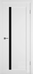 Межкомнатная дверь  VFD (ВФД) E34 ДГ со стеклом черный лакобель Emalex Ice (матовая белая, без текстуры)