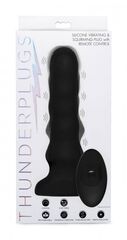 Черный вибратор с волнообразным движением Silicone Vibrating & Squirming Plug with Remote Control - 19,5 см. - 