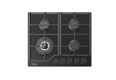 Варочная панель встраиваемая Midea MG697TTGB, 4 конфорки, таймер, газ контроль, чугунные решётки, чёрный Варочная панель встраиваемая Midea MG697TTGB, 4 конфорки, таймер, газ контроль, чугунные решётки, чёрный