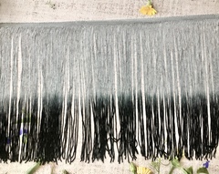 Тесьма текстиль бахрома градиент, ш. 25 см, серый с чёрным