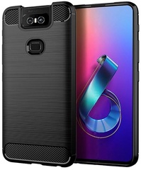 Чехол для Asus ZenFone 6 (ZenFone 6Z) цвет Black (черный), серия Carbon от Caseport