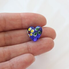 Подвеска Сердце, стекло, синий, 15 мм, Ф049