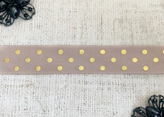 Лента репсовая в горошек, ш. 2,5 см, бежево-розовый