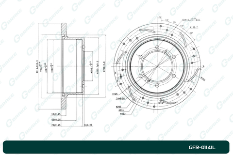 Диск тормозной перфорированный G-brake GFR-01141L левый