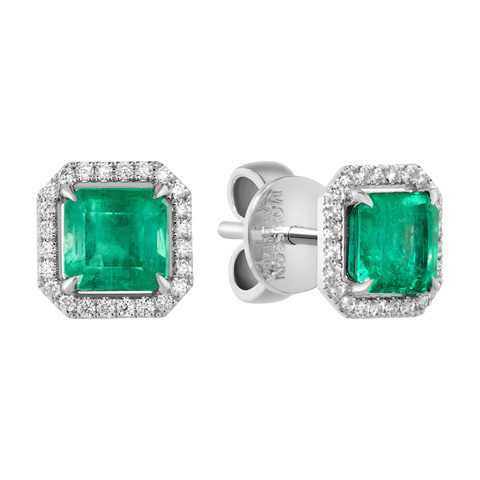 Серьги с Изумрудом и Бриллиантами, Е0070-5/3