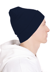Зимняя однотонная двухслойная шапочка (темно-синяя)