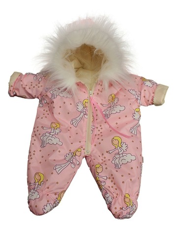 Комбинезон на стежке - Розовый / ангелы. Одежда для кукол, пупсов и мягких игрушек.