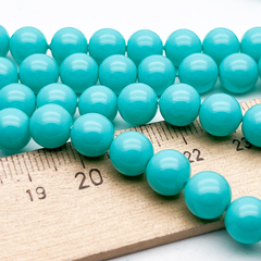 "Майорка" бусины (имитация), цвет бирюзовый, диаметр около 8 мм, цена за 23-24 шт (1/2 нити)