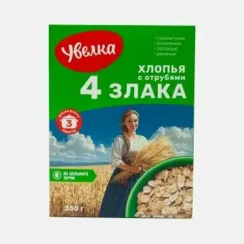 Хлопья Увелка 4 злака 350г, шт