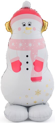 К Фигура на подставке, Снеговик в розовом шарфе, 58''/147 см, 1 шт.
