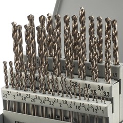 Набор сверл по металлу 1-5,9мм 50шт DIN338 HSS-G 135° (мет. кейс) H-Tools 08343400