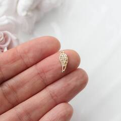 Подвеска Крыло с фианитами 13*5 мм, позолота, П436