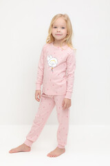 пижама  для девочки  К 1621/розовый жемчуг,цветочная поляна