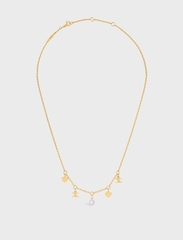 Колье цепочка CELINE с подвесками лого и жемчужиной lux