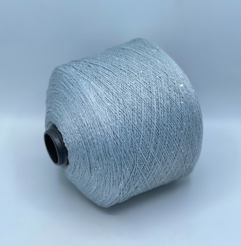 Бобинная пряжа, Linette Pailletes, 450м, 80% Лен, 20% Полиэстер(пайетка), Голубой+пайетка.37706