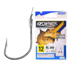 RL-340 № 12 Крючок Owner с поводком 0.12 мм (70см, 10кр в инд. уп.) | продажа от 5 уп.