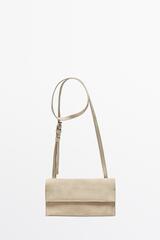 Massimo Dutti Сумка через плечо из замшевой кожи, экрю