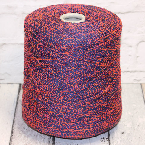 Ленточный хлопок FASHION MILL / FLUO 200 синий с коралловым