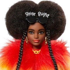 Барби Экстра 1 Афро-брюнетка в Меховой Радужной Шубе с Пуделем