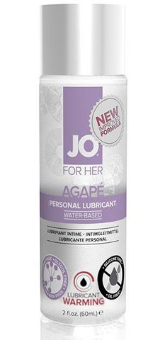 Разогревающий женский лубрикант на водной основе JO AGAPE LUBRICANT WARMING - 60 мл. - System JO JO Agape JO42009