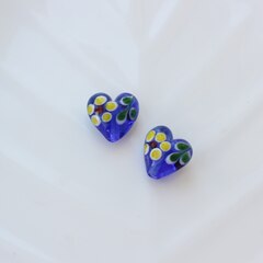 Подвеска Сердце, стекло, синий, 15 мм, Ф049