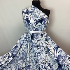 Ткань вискоза с синими цветами 3134