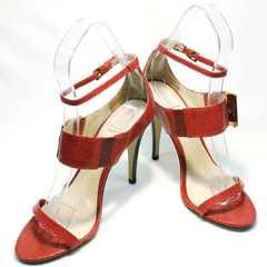 Сандалии босоножки красные на каблуке Via Uno1103-6605 Red.