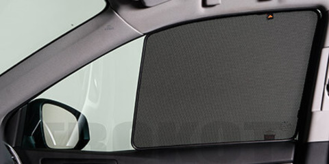 Каркасные автошторки на магнитах для Mitsubishi Attrage (2014+) Cедан. Комплект на передние двери (укороченные на 30 см)