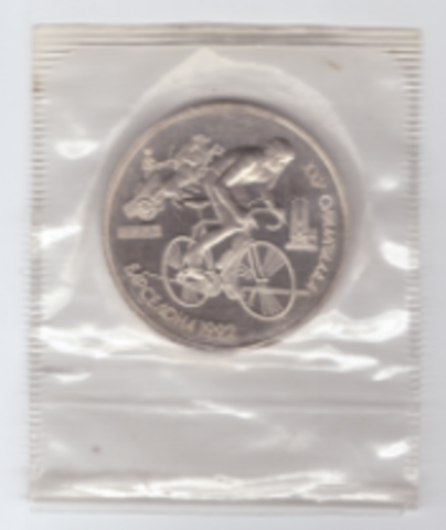 1 рубль 1991 года Олимпиада в Барселоне 1992 года. Велосипед. В банковской запайке. PROOF