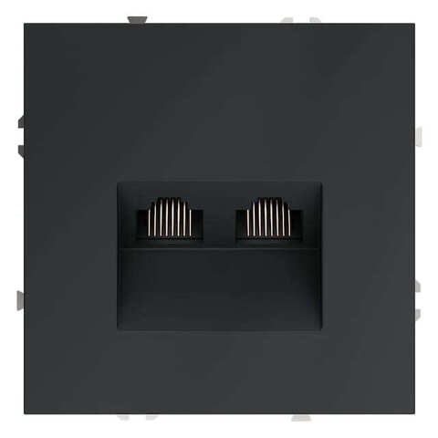 Розетка компьютерная двойная RJ45 кат.6 + RJ45 кат.6. Цвет Графит. MAYTONI. VOLTUM S70. VLS060207