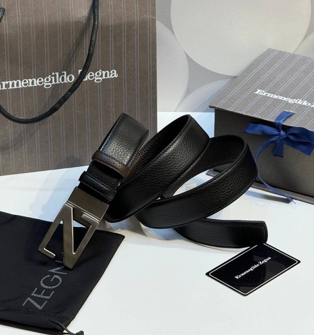 Двусторонний мужской ремень ZEGNA, 3,5 мм, чёрный