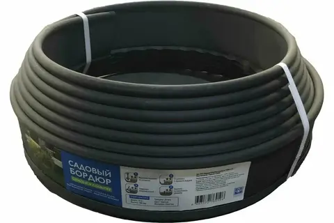 Бордюр Gidrolica Country Б-1000.2.10 — пластиковый черный, длина 10000 мм, без отверстий