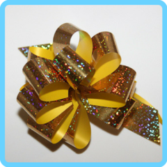 Бант подарочный золотой с блестками 3 см
