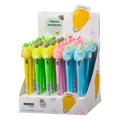 Ручка шариковая, Basir, синие чернила, серия "Цыплята", с резиновой фигуркой и фонариком, 36 шт